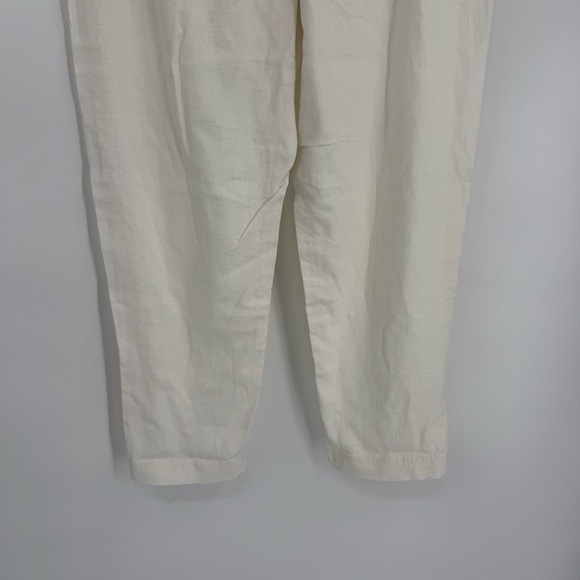 J. Crew Straight Leg Seaside Pants Linen Elastic Waist White UnLined Size Medium - Picture 10 of 12
